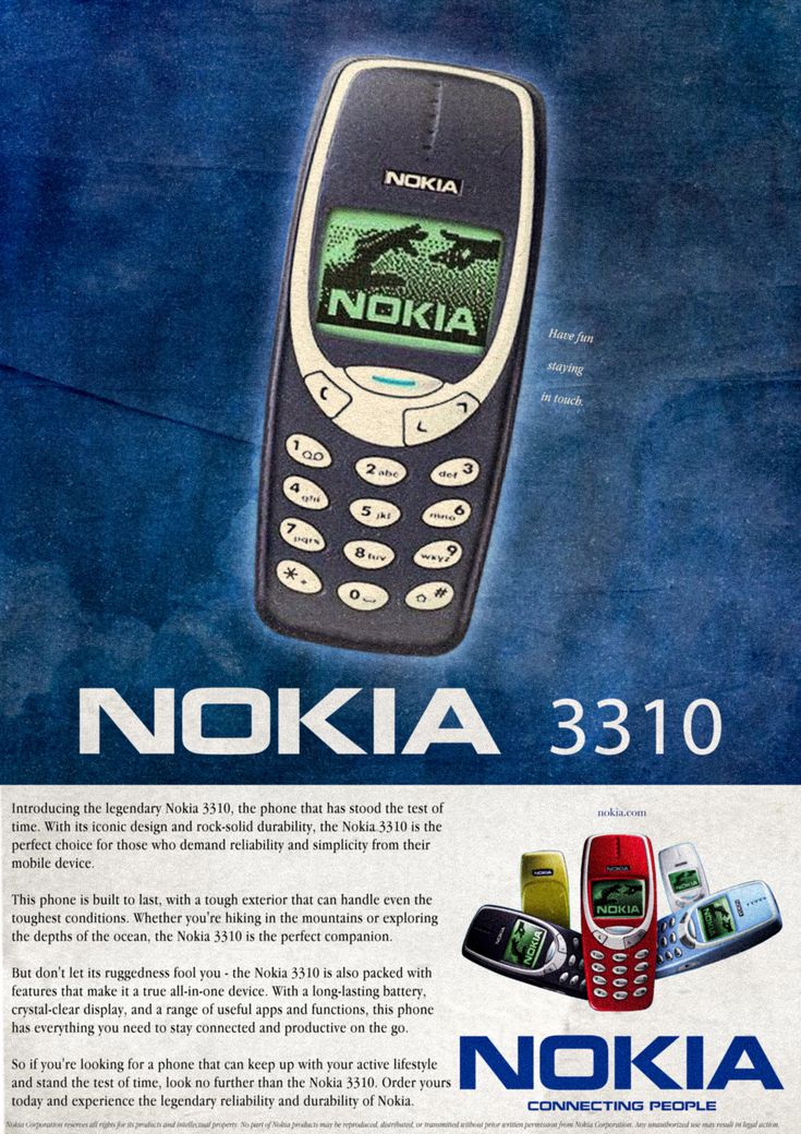 Anuncio Nokia 3310 publicidad original época